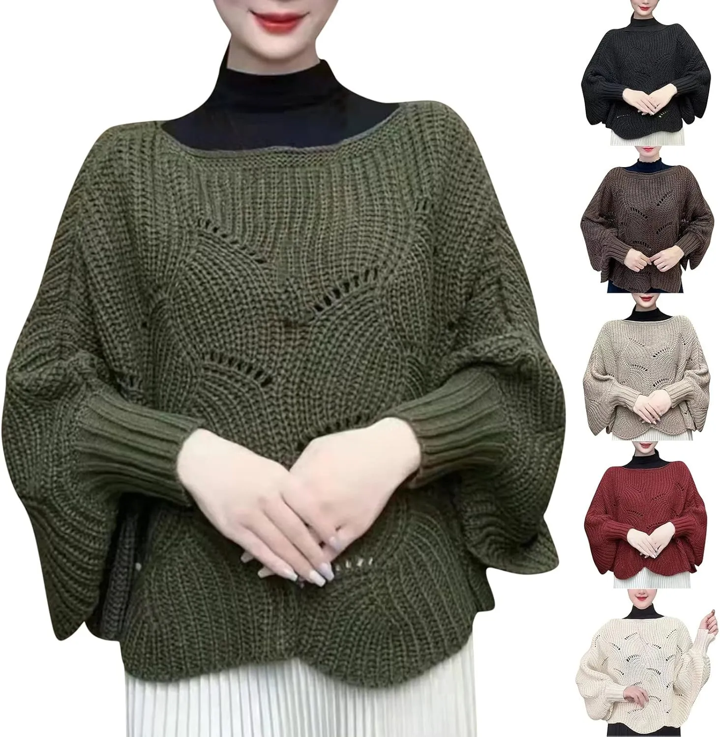 Winter Knitwear Oversize Sweater Women's Fashion Thick Turtleneck Sweater Pullover Scarf Solid Wraps The Shawl