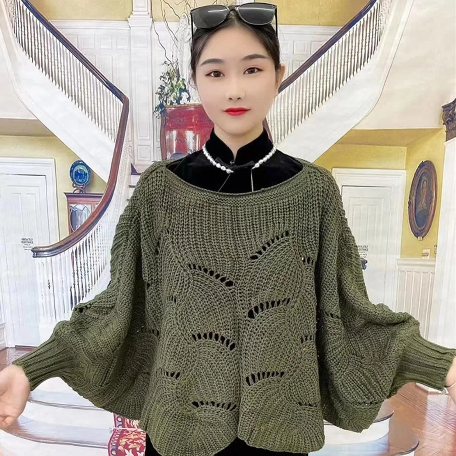 Winter Knitwear Oversize Sweater Women's Fashion Thick Turtleneck Sweater Pullover Scarf Solid Wraps The Shawl