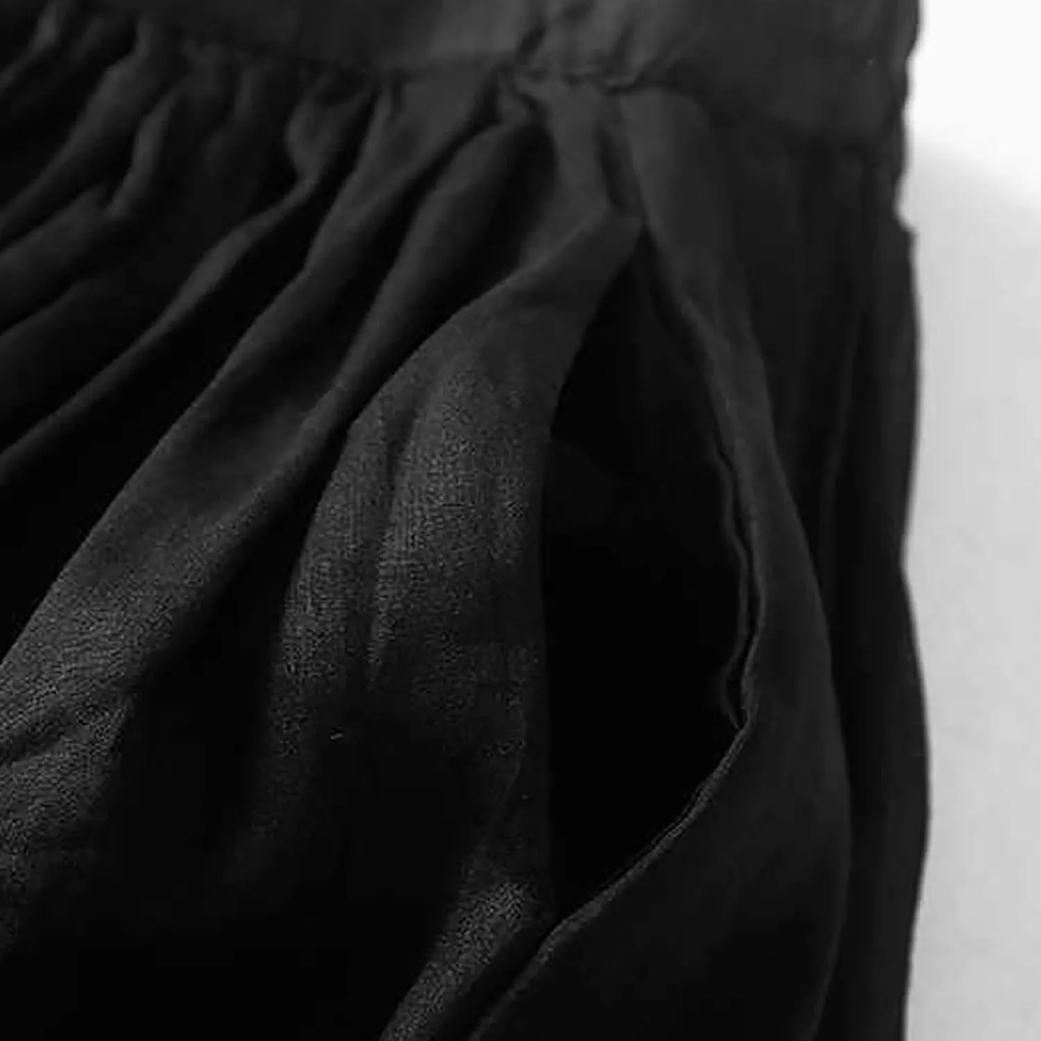 Women Cotton Linen Skirt Summer Drawstring Waist Plain Long Maxi Retro Casual Layered Pleated Flowy Swing Long Skirt