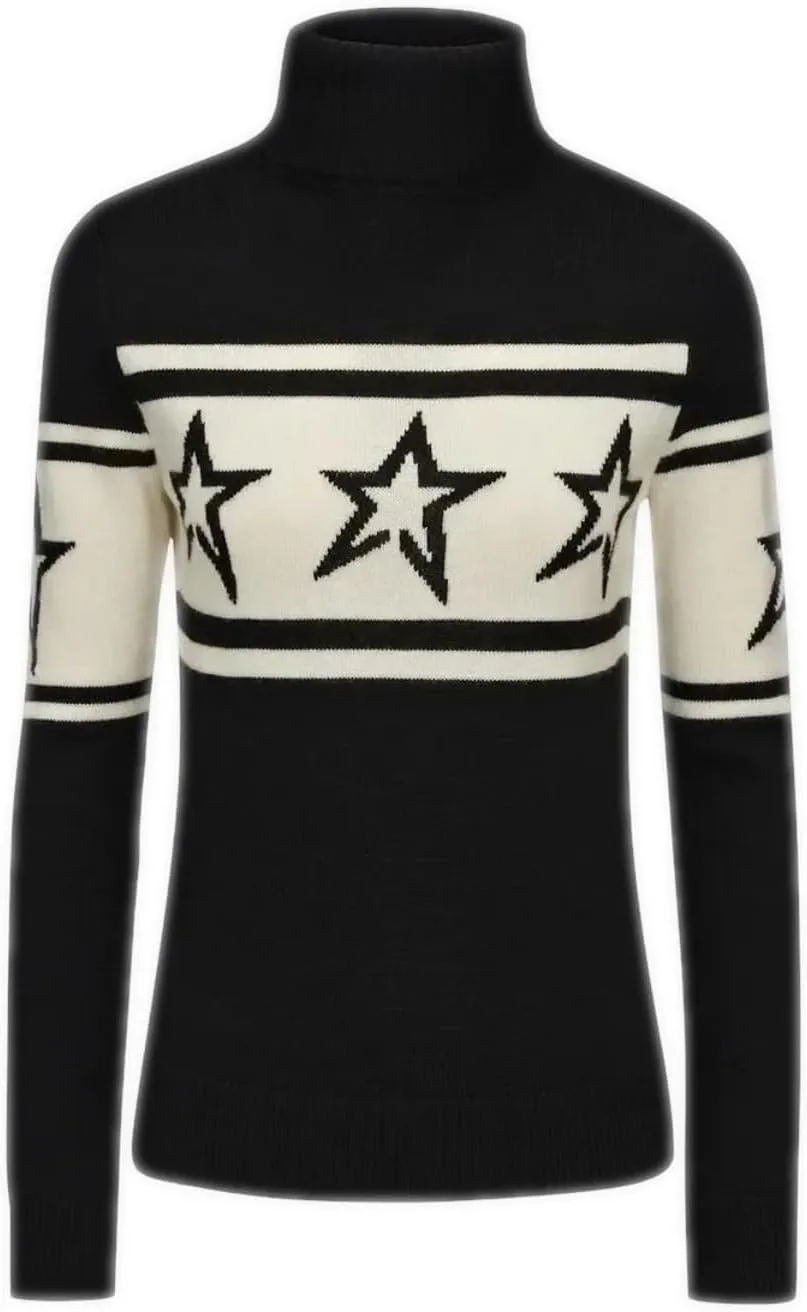 Women High Neck Sweaters with Star Stitching Patterns for Warmth Knitted Sweater