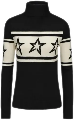 Women High Neck Sweaters with Star Stitching Patterns for Warmth Knitted Sweater