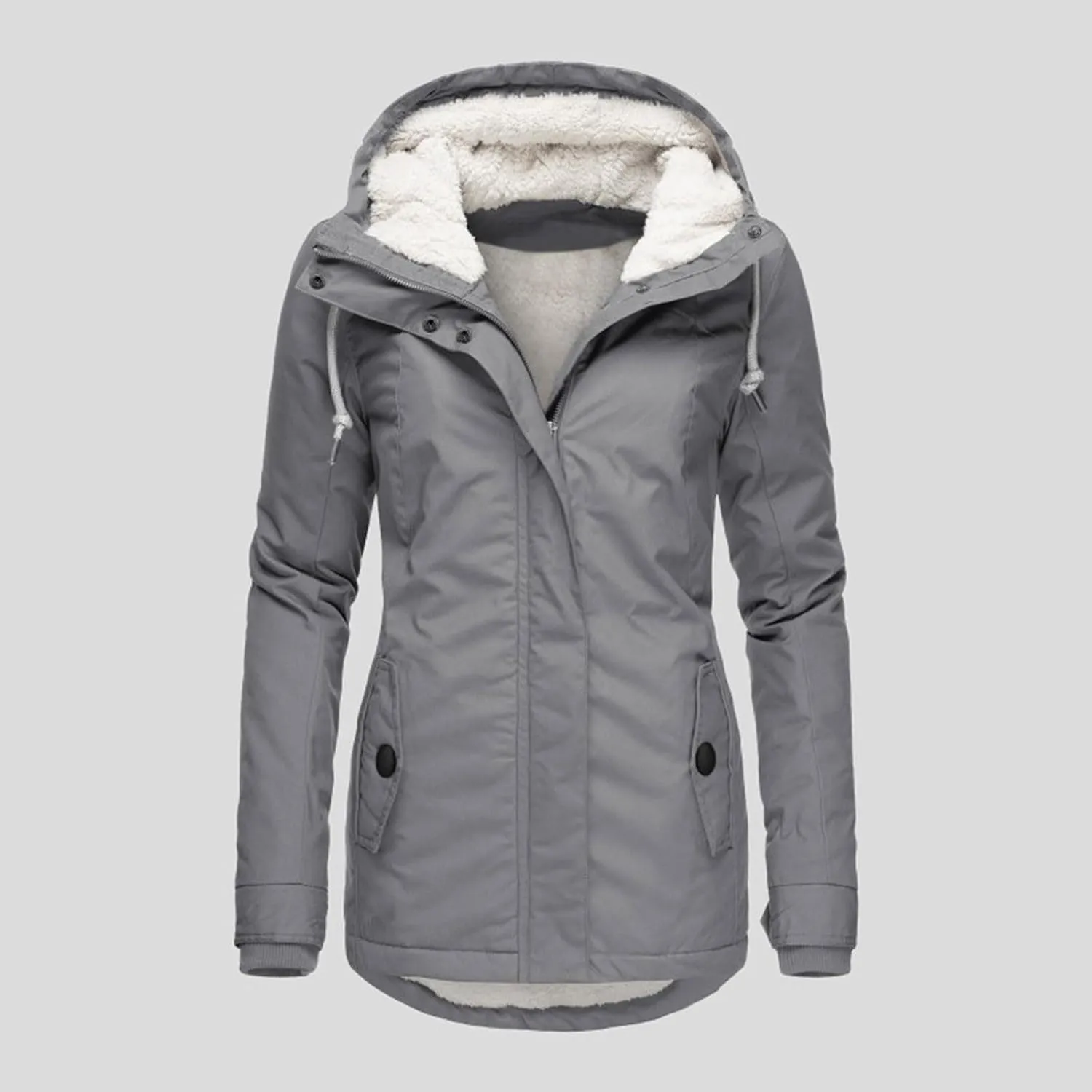 Women Jean Jacket Juniors Business Suit Women's Mid Length Down Coat Hooded Fleece Lined for Warmth & Comfort