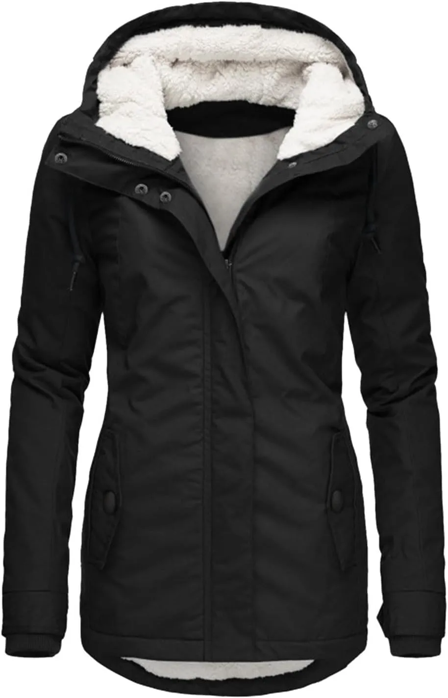 Women Jean Jacket Juniors Business Suit Women's Mid Length Down Coat Hooded Fleece Lined for Warmth & Comfort
