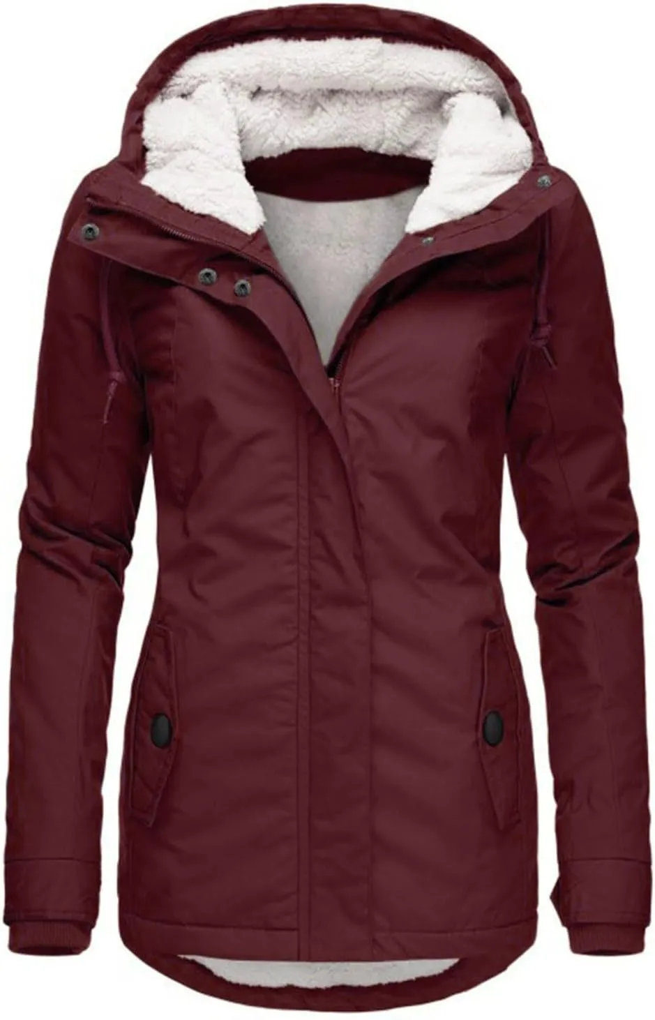 Women Jean Jacket Juniors Business Suit Women's Mid Length Down Coat Hooded Fleece Lined for Warmth & Comfort