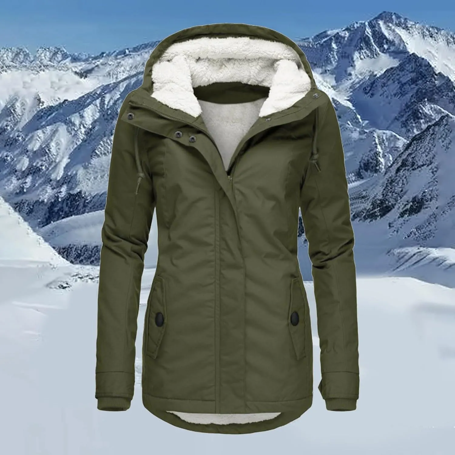 Women Jean Jacket Juniors Business Suit Women's Mid Length Down Coat Hooded Fleece Lined for Warmth & Comfort