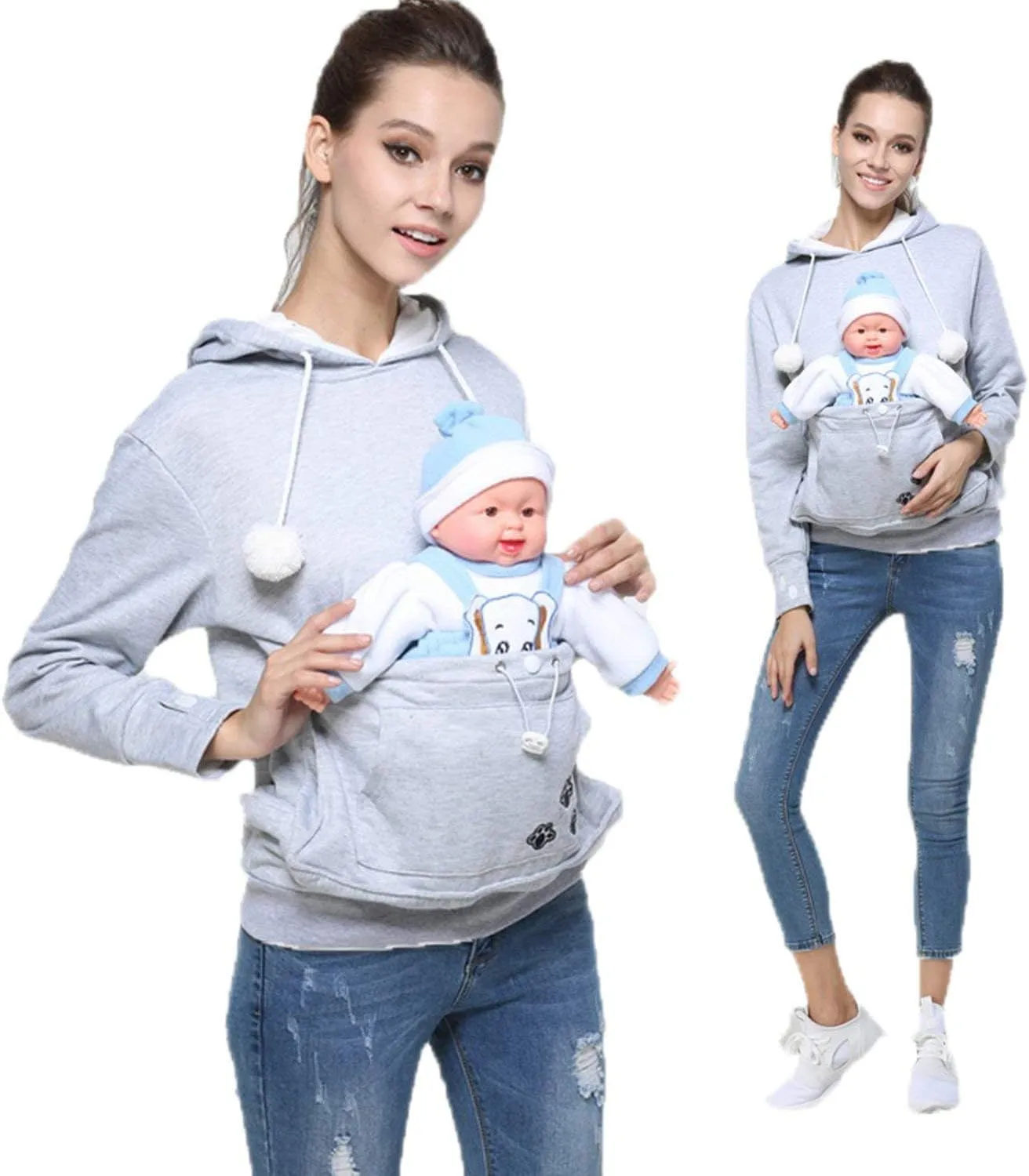 Women Pet Carrier Sweater Puppy Kitten Pouch Hoodies Long Sleeve Plus Size Tops