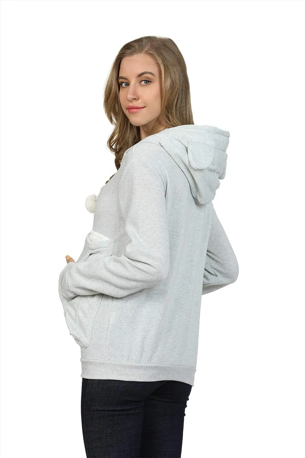Women Pet Carrier Sweater Puppy Kitten Pouch Hoodies Long Sleeve Plus Size Tops