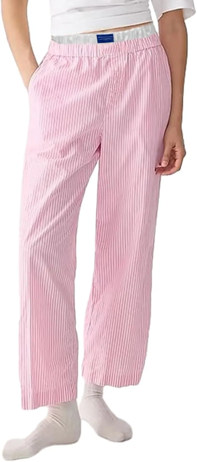 Women Striped Straight Leg Pants High Waist Wide Leg Gingham Y2k Trousers Going Out Bottoms Streetwear Pajamas Pants