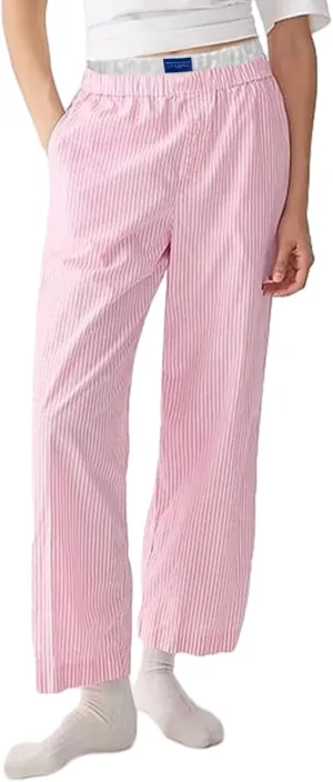 Women Striped Straight Leg Pants High Waist Wide Leg Gingham Y2k Trousers Going Out Bottoms Streetwear Pajamas Pants
