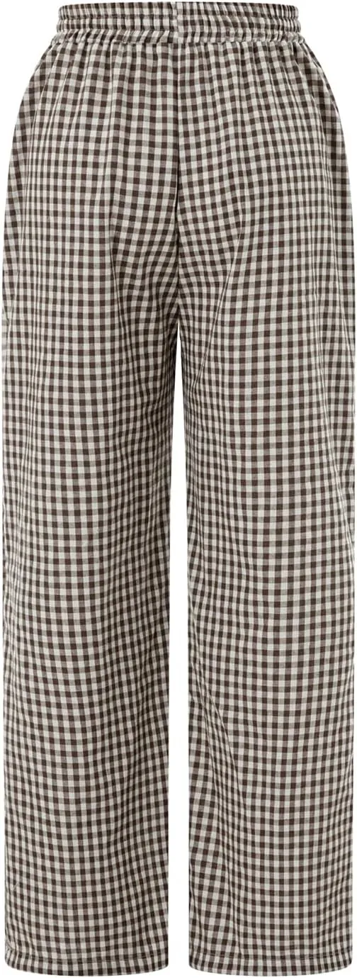 Women Striped Straight Leg Pants High Waist Wide Leg Gingham Y2k Trousers Going Out Bottoms Streetwear Pajamas Pants