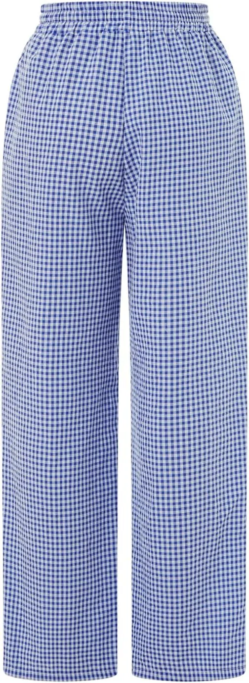Women Striped Straight Leg Pants High Waist Wide Leg Gingham Y2k Trousers Going Out Bottoms Streetwear Pajamas Pants