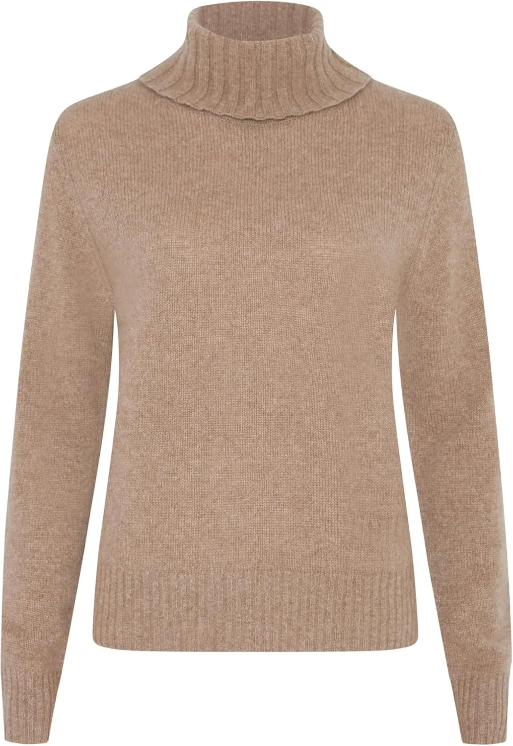 Women's 100% Cashmere Turtleneck Sweater, Regular Fit, Stylish Premium Knit Jumper for Autumn Winter