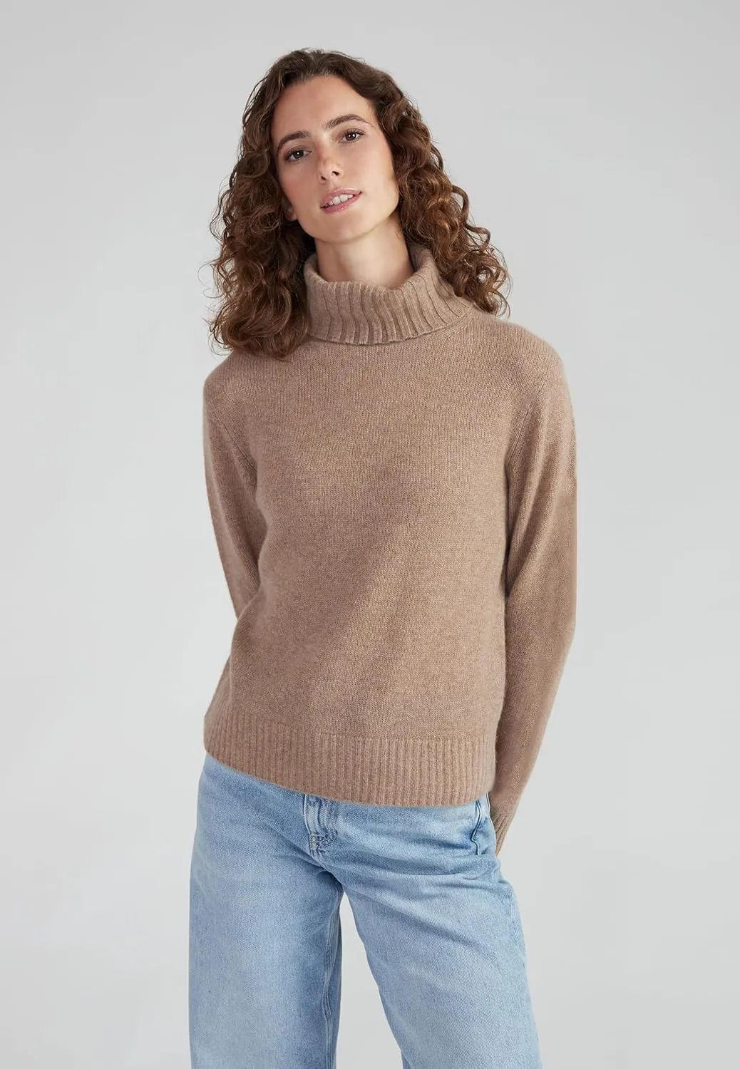 Women's 100% Cashmere Turtleneck Sweater, Regular Fit, Stylish Premium Knit Jumper for Autumn Winter