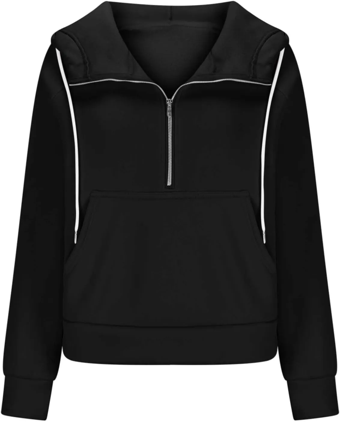 Womens Cropped Hoodies Half Zip Pullover Fall Fashion Quarter Zipper Fleece Sweatshirts 2024 Fall Outfits Thumb Hole
