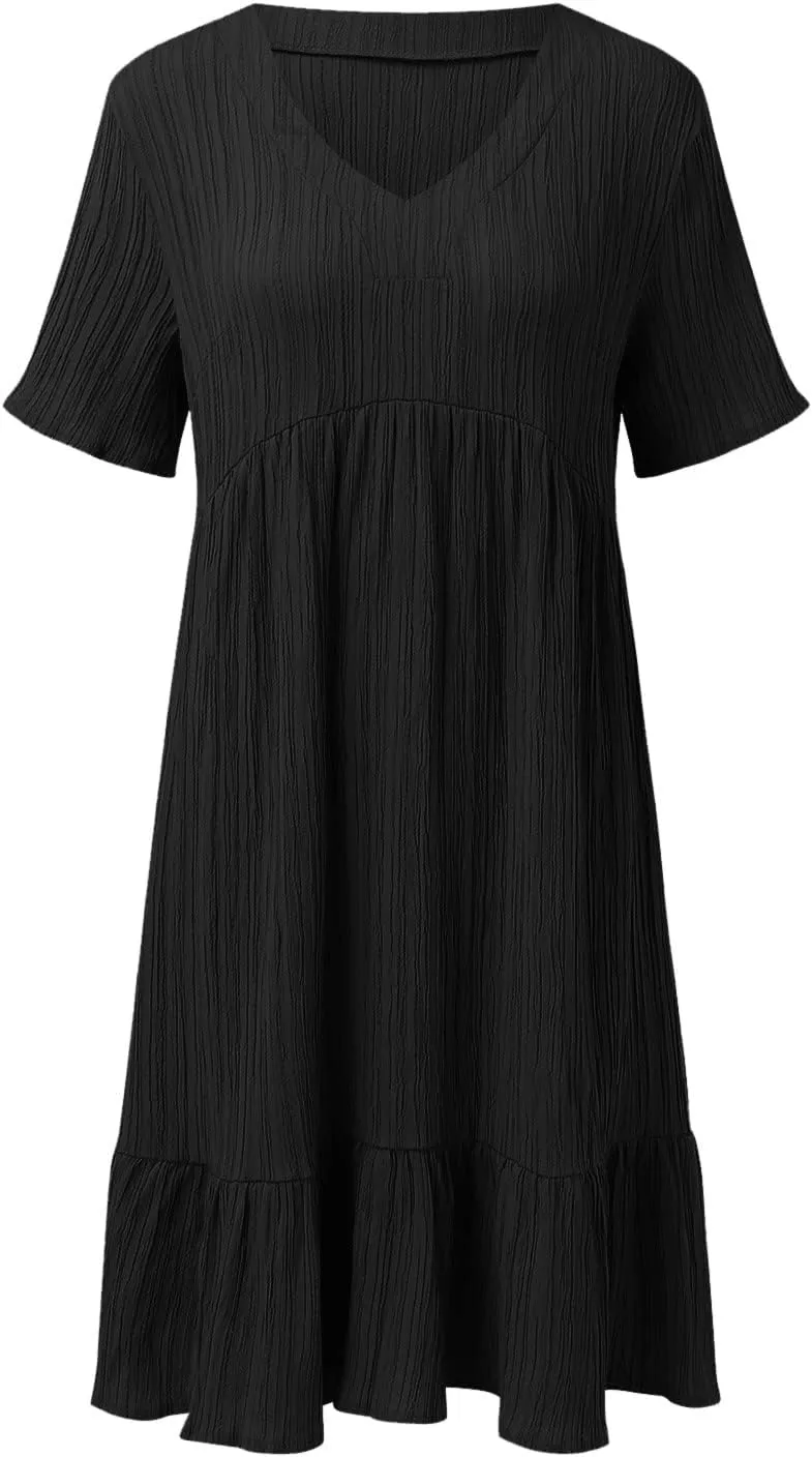 Womens Dresses Fashion Summer V Neck Half Sleeve Bohemian Floral Pattern Maxi Long Dresses Boho Flowy Dresses