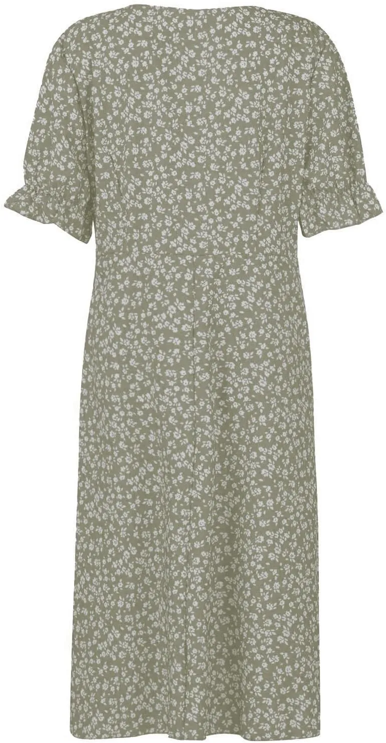 Womens Dresses Summer Wrap Midi Dresses for Women Puff Sleeve Summer Dresses Casual Loose Floor Length
