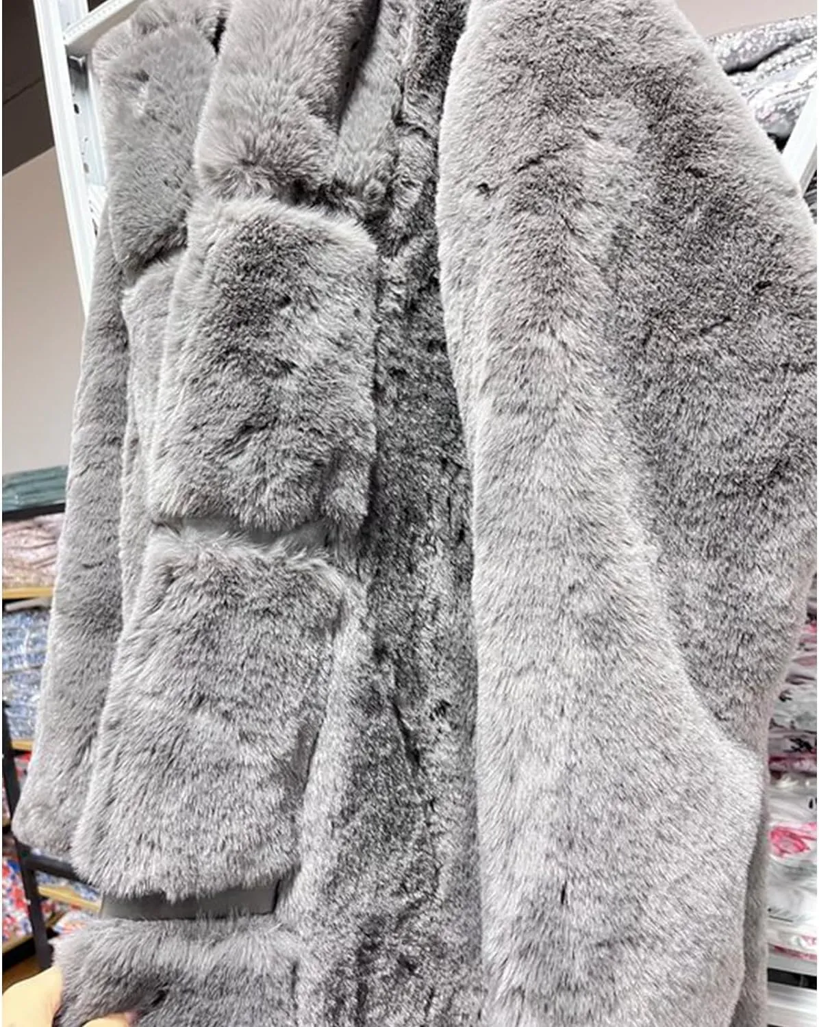 Womens Faux Fur Oversized Winter Coat Plus Size Open Front Long Cardigan Jacket Fleece Lined Sherpa Jacket