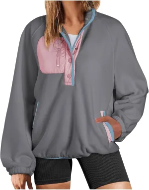 womens fleece sweatshirt jacket 2024 trendy long sleeve sherpa lined thermal pullover tops long sleeve outwear coat