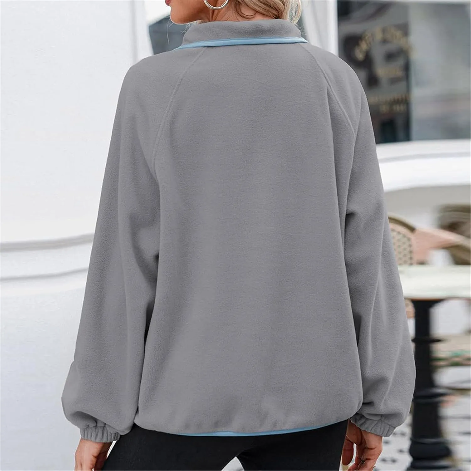 womens fleece sweatshirt jacket 2024 trendy long sleeve sherpa lined thermal pullover tops long sleeve outwear coat