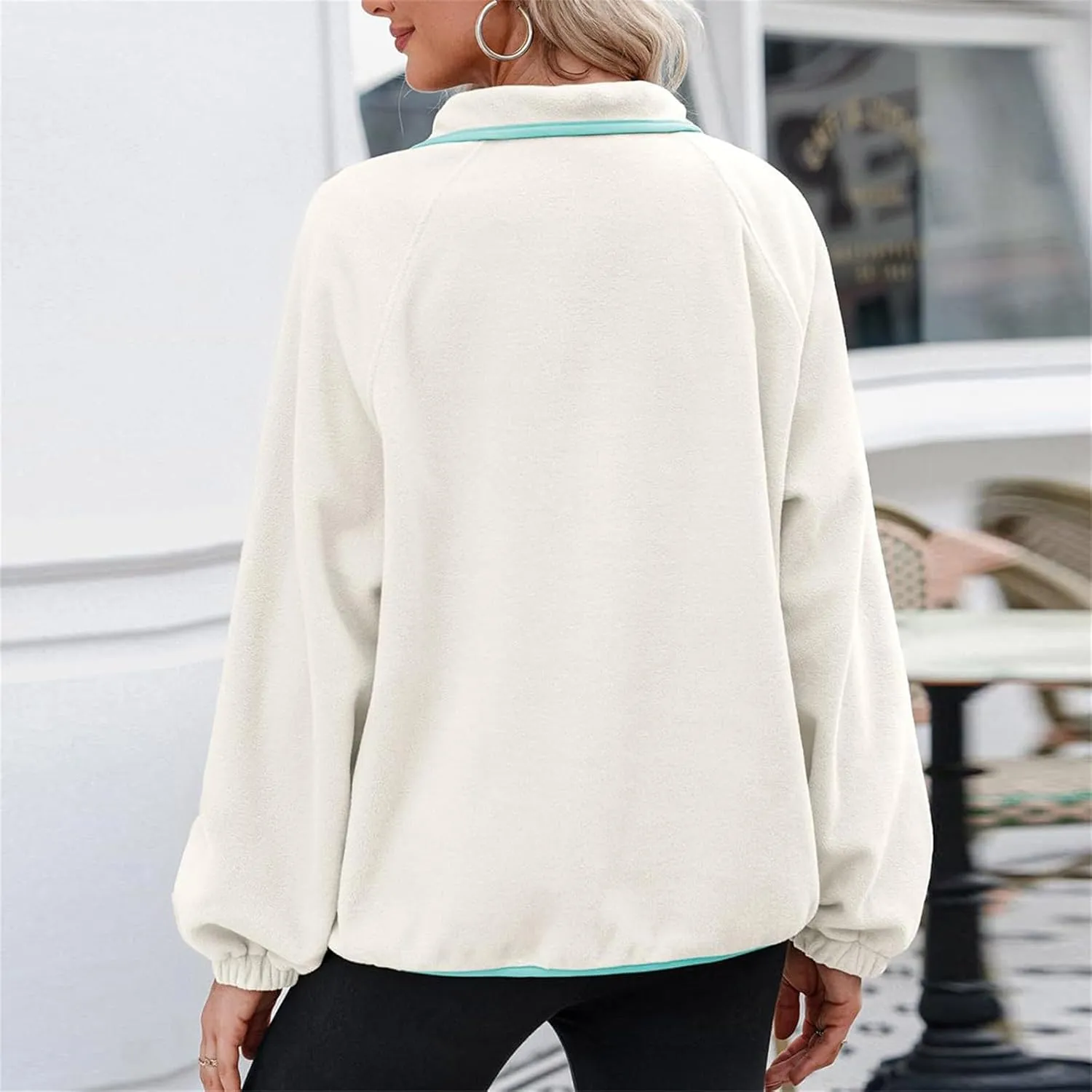 womens fleece sweatshirt jacket 2024 trendy long sleeve sherpa lined thermal pullover tops long sleeve outwear coat