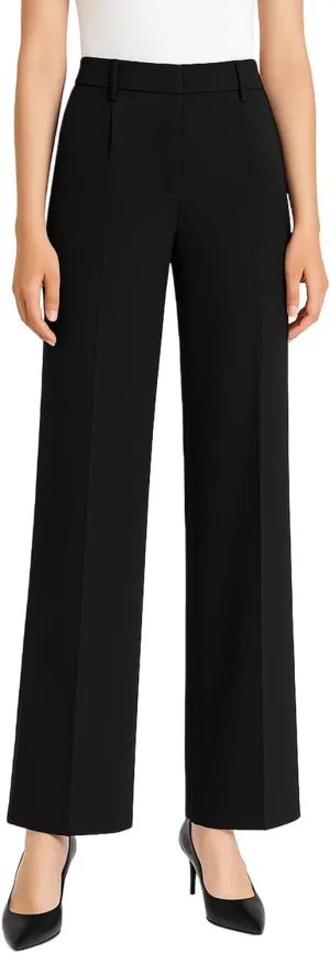 Women's High Elastic Waisted Wide Leg Pants Business Work Trousers Long Straight Suit Pants