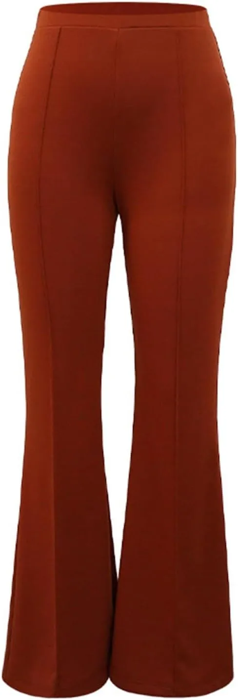 Women's High Waist Solid Suit Pants Casual Straight Wide Leg Trousers Simple Trendy Fitted Flared Pant Hip Lift Yoga Pants
