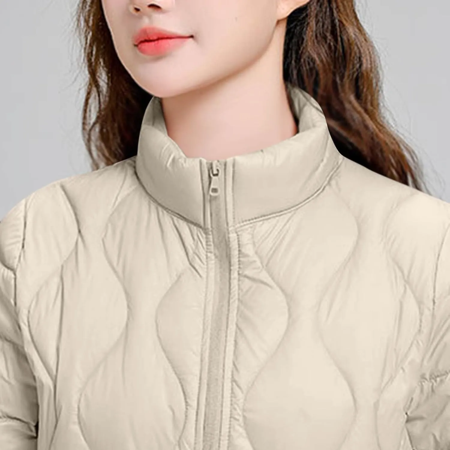 Women's Lightweight Quilted Jacket Casual Packable Open Front Down Puffer Jackets Zip Up Winter Coat Outwear Cardigan