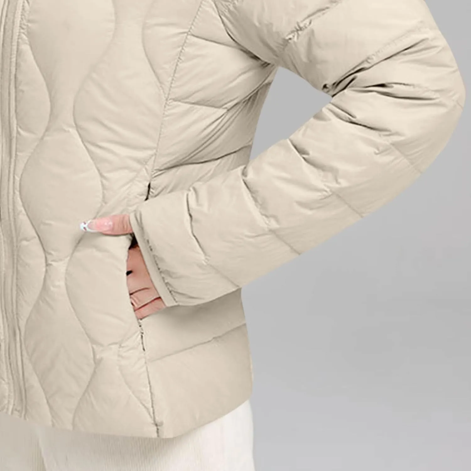 Women's Lightweight Quilted Jacket Casual Packable Open Front Down Puffer Jackets Zip Up Winter Coat Outwear Cardigan