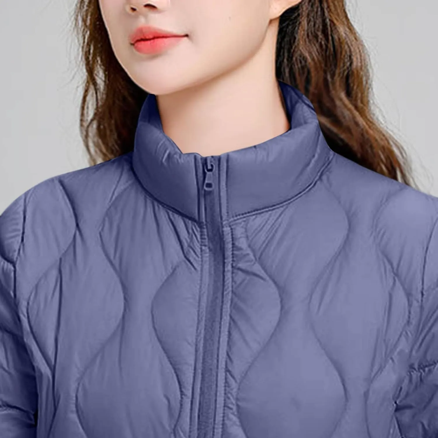 Women's Lightweight Quilted Jacket Casual Packable Open Front Down Puffer Jackets Zip Up Winter Coat Outwear Cardigan