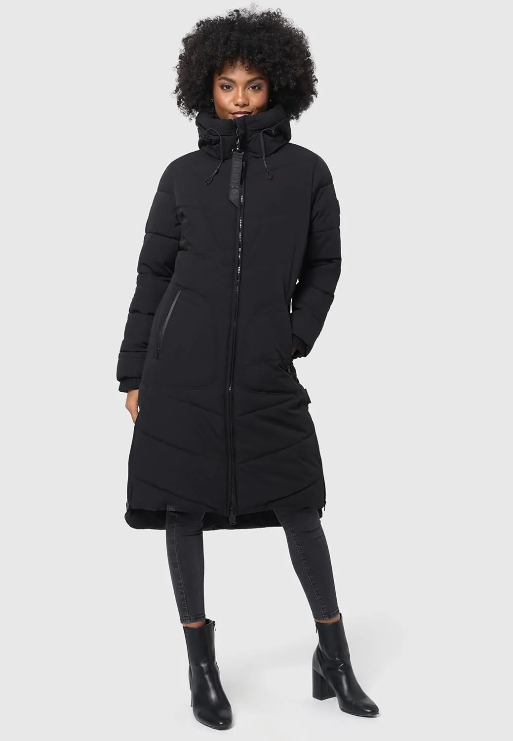 Women's Long Quilted Jacket for Winter | Puffy Winter Coat in Knee-Length | Ladies’ Coats with Hoods | Benikoo XS-5XL