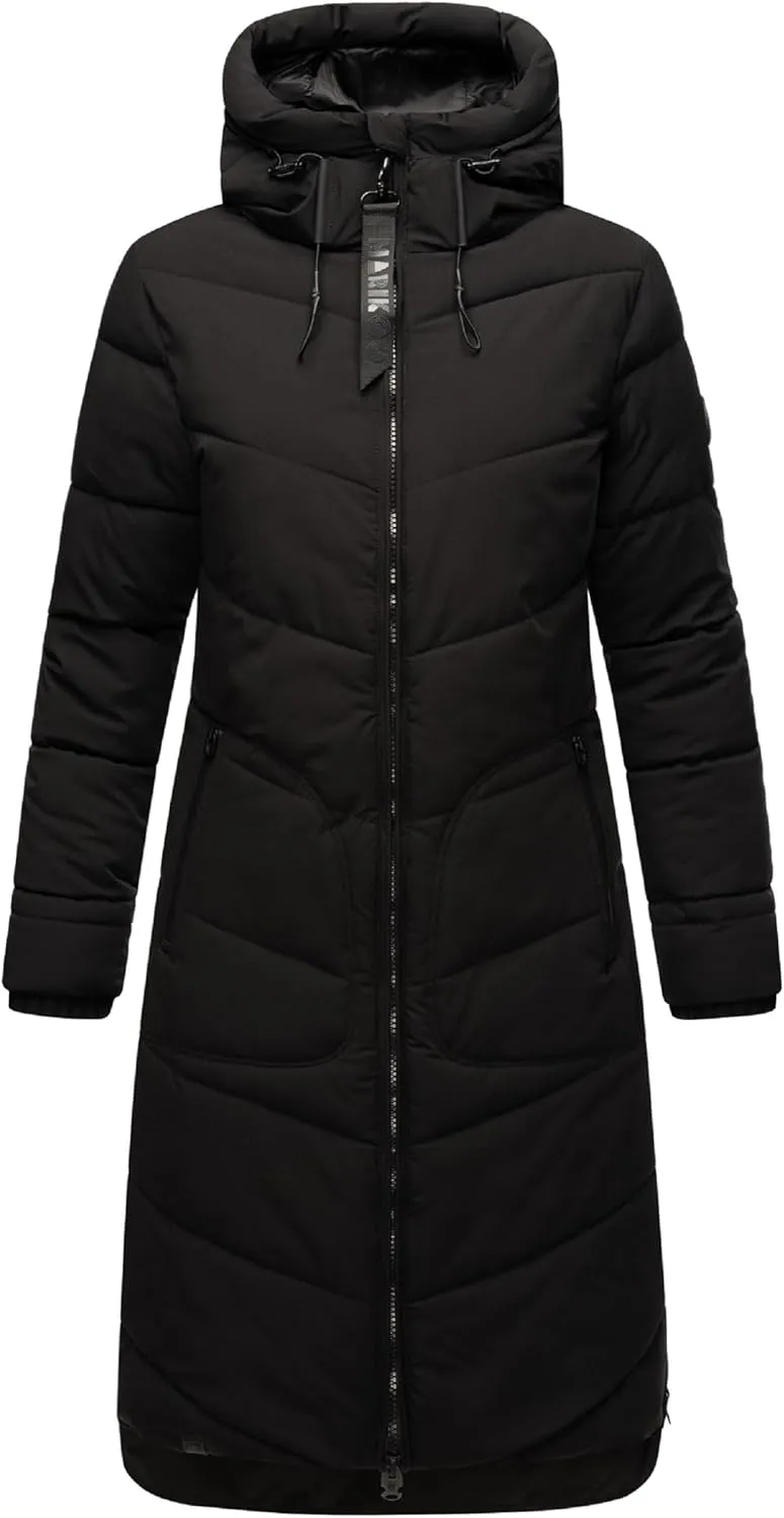 Women's Long Quilted Jacket for Winter | Puffy Winter Coat in Knee-Length | Ladies’ Coats with Hoods | Benikoo XS-5XL