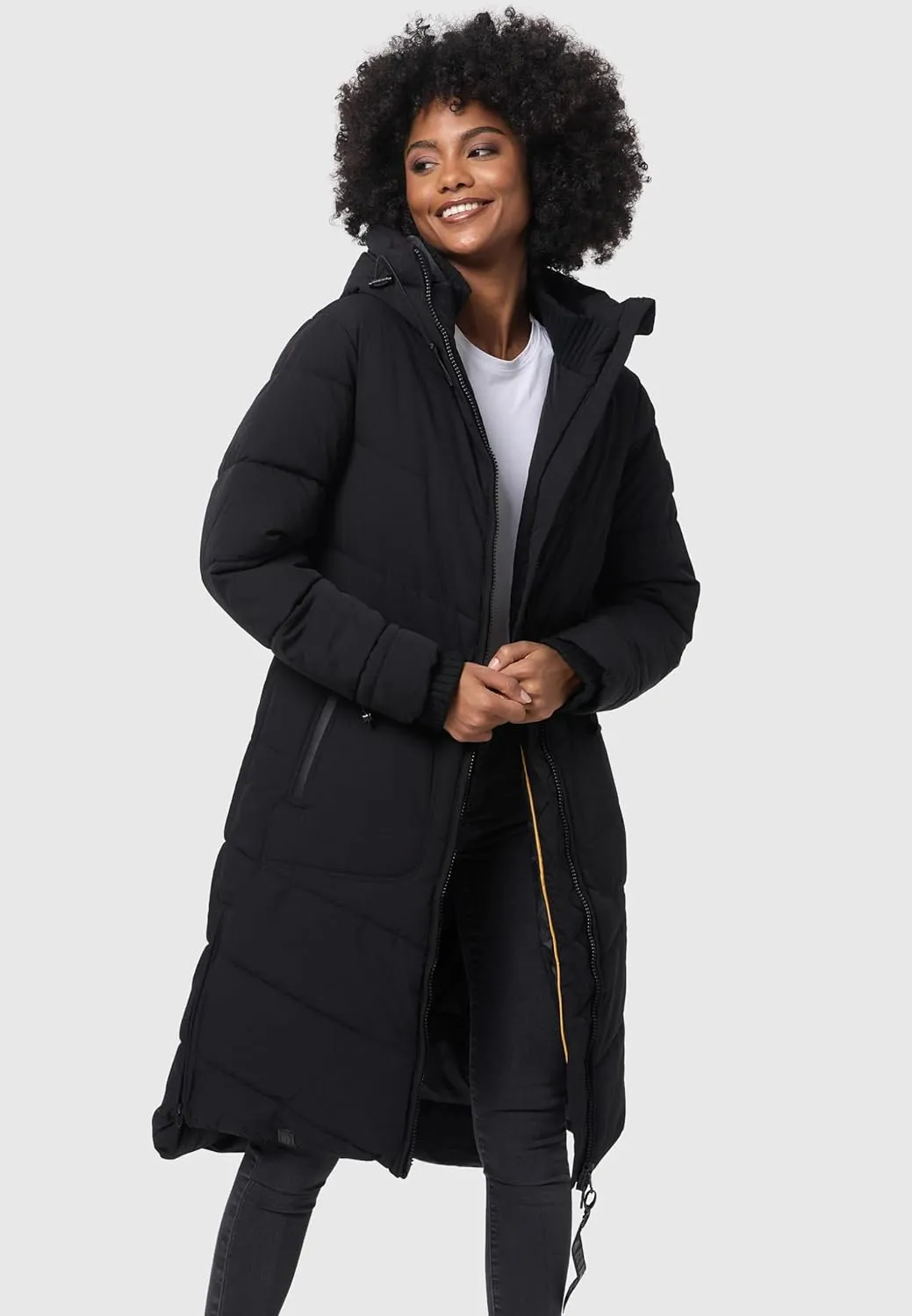 Women's Long Quilted Jacket for Winter | Puffy Winter Coat in Knee-Length | Ladies’ Coats with Hoods | Benikoo XS-5XL
