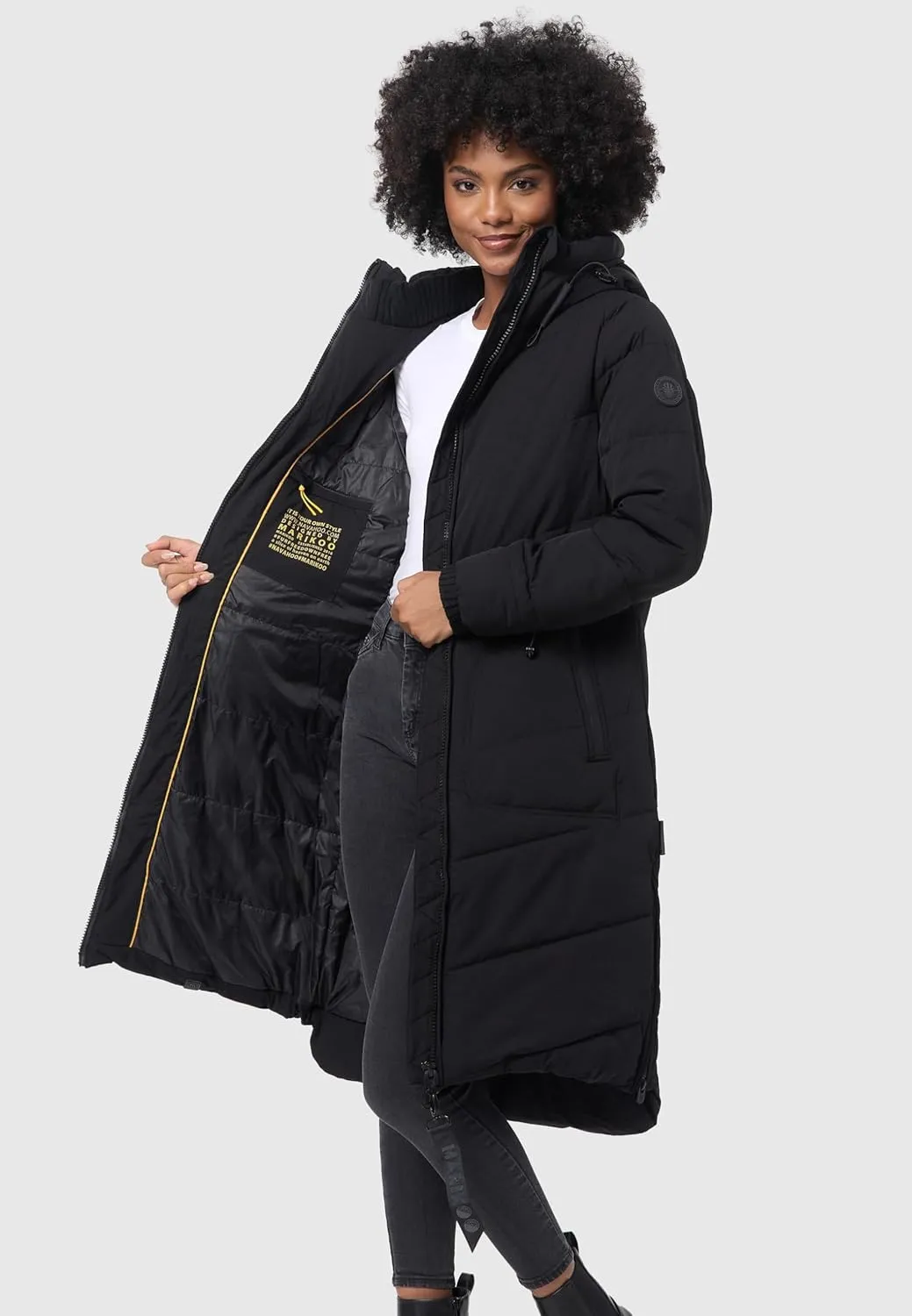 Women's Long Quilted Jacket for Winter | Puffy Winter Coat in Knee-Length | Ladies’ Coats with Hoods | Benikoo XS-5XL