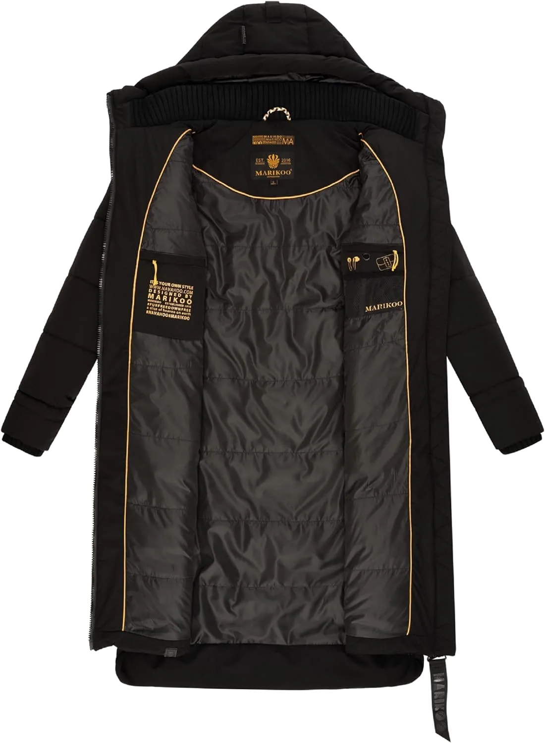 Women's Long Quilted Jacket for Winter | Puffy Winter Coat in Knee-Length | Ladies’ Coats with Hoods | Benikoo XS-5XL