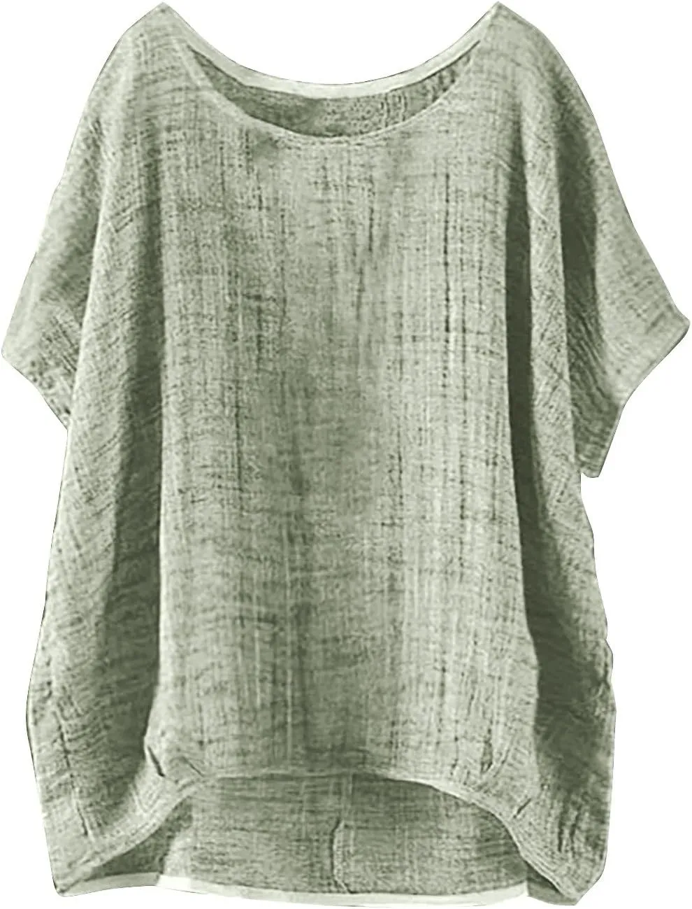 Womens Oversized Baggy Cotton Linen Shirt 2025 Spring Summer Short Sleeve Trendy Blouse Simple Solid Color Casual Top