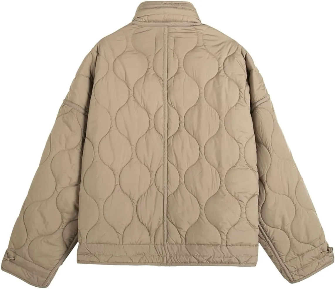 Women's Oversized Thicken Winter Coats Quilted Jacket Zip Up Stand Collar Jackets Padded Puffer Jacket Baggy Down Coat