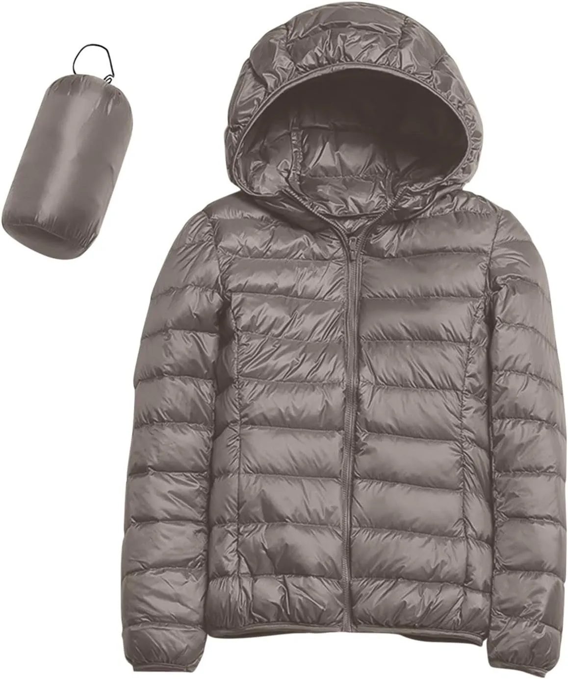 Womens Packable Lightweight Puffer Jacket Long Sleeve Hooded Winter Coats Full Zip Puffy Down Jackets with Pockets