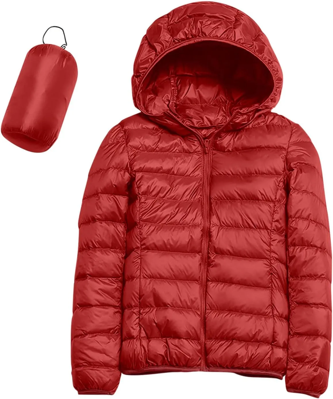 Womens Packable Lightweight Puffer Jacket Long Sleeve Hooded Winter Coats Full Zip Puffy Down Jackets with Pockets