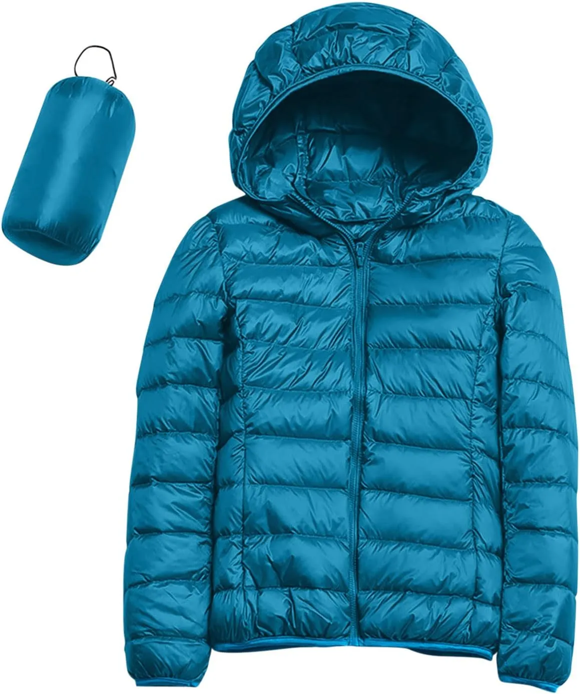 Womens Packable Lightweight Puffer Jacket Long Sleeve Hooded Winter Coats Full Zip Puffy Down Jackets with Pockets