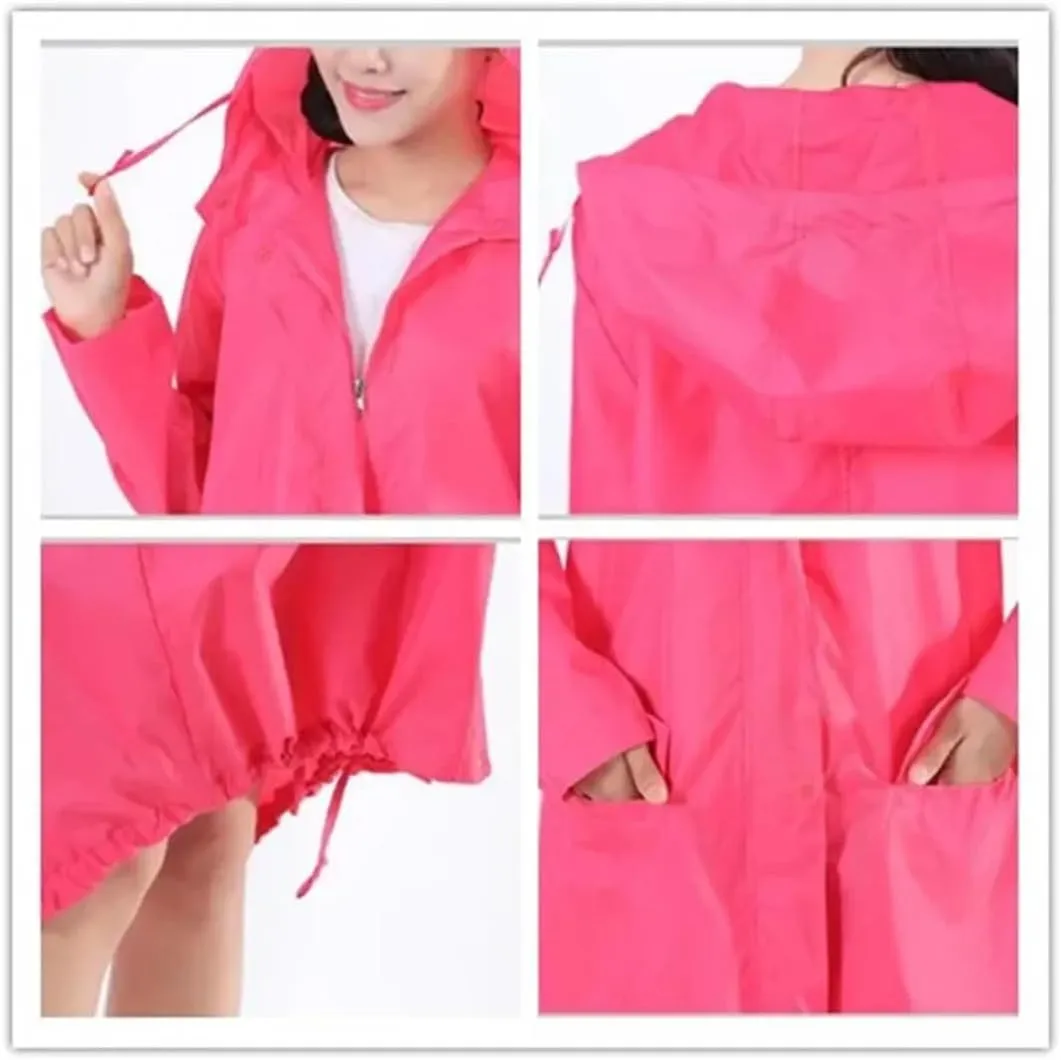 Women’S Polyester Raincoat Hooded Spring Simple Outdoor Coat