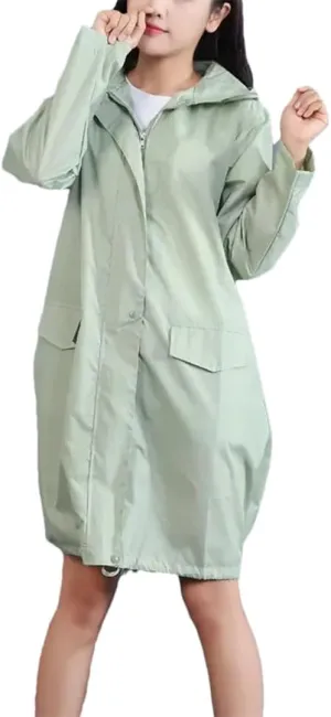Women’S Polyester Raincoat Hooded Spring Simple Outdoor Coat