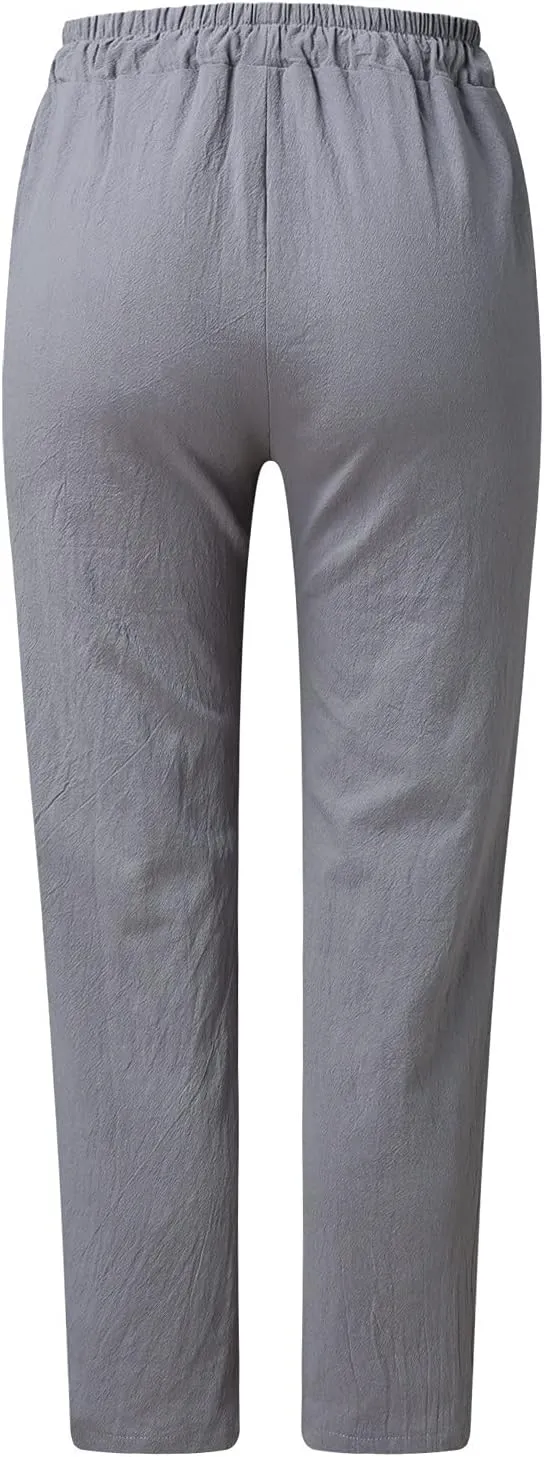 Women's Relaxed Fit All Day Straight Leg Pant Summer Trouser Pants Women Casual Pants Drawstring Wide Leg