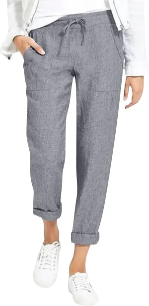 Women's Relaxed Fit All Day Straight Leg Pant Summer Trouser Pants Women Casual Pants Drawstring Wide Leg