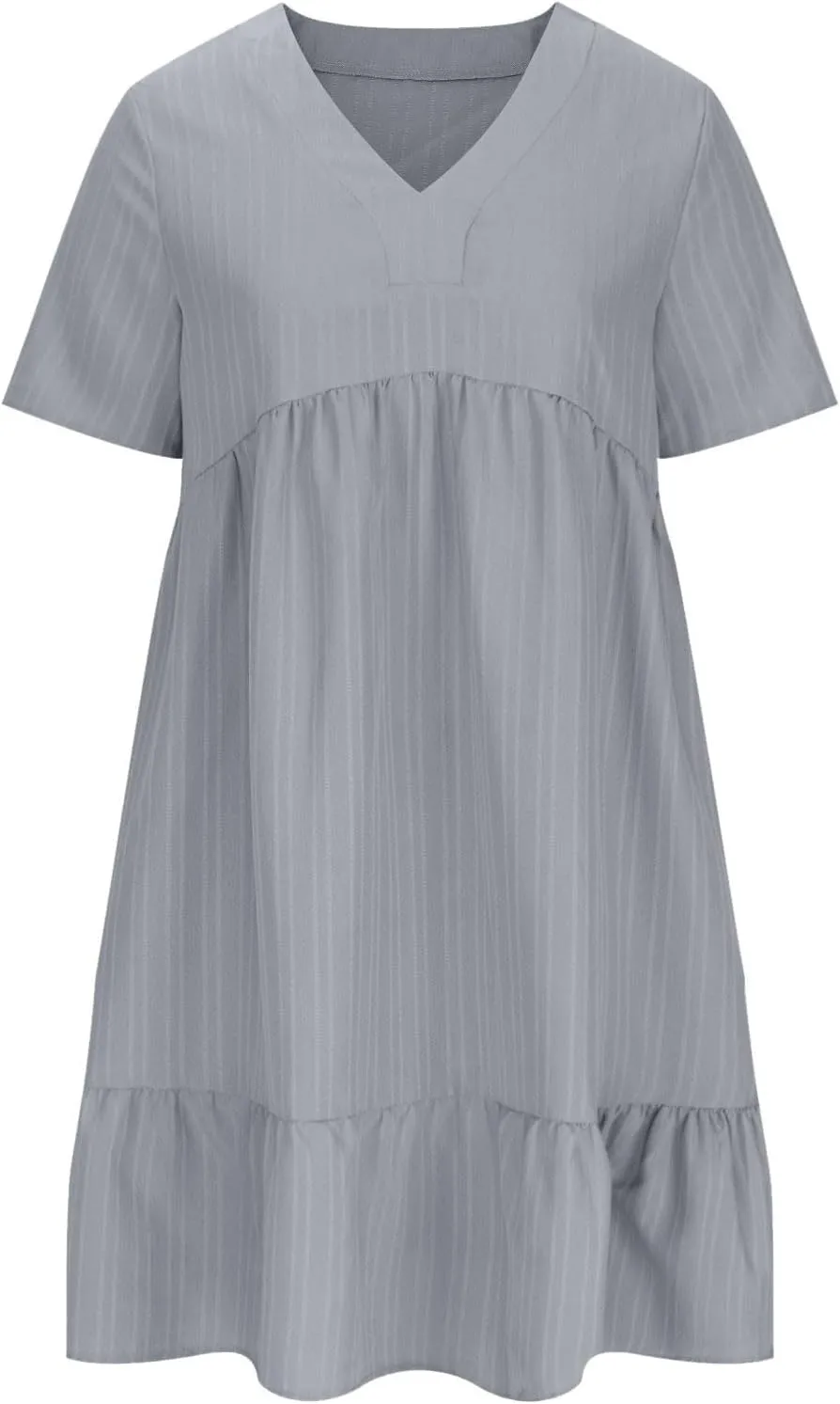 Womens Summer Dresses 2025 Spring Maxi Dresses Vacation Casual Tshirt Eyelet Linen Modest