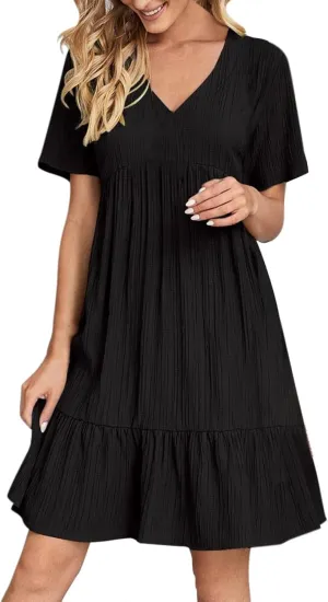 Womens Summer Dresses 2025 Spring Maxi Dresses Vacation Casual Tshirt Eyelet Linen Modest