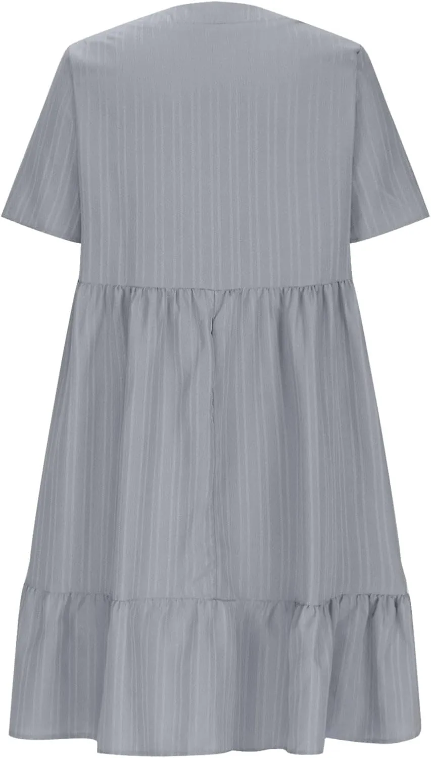 Womens Summer Dresses 2025 Spring Maxi Dresses Vacation Casual Tshirt Eyelet Linen Modest