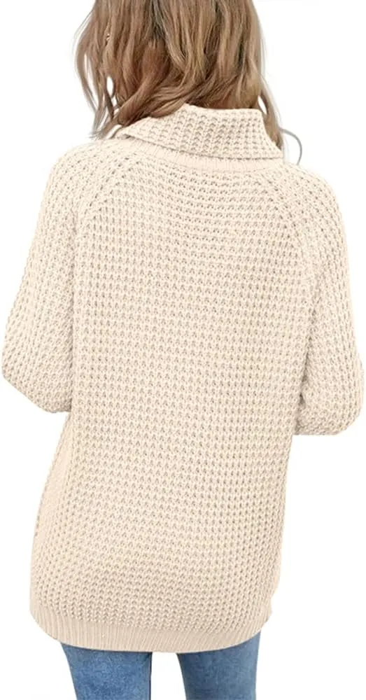 Women's Turtleneck Sweaters Oversized Lightweight Long Sleeve Pullover Loose Chunky Knit Jumper Tops