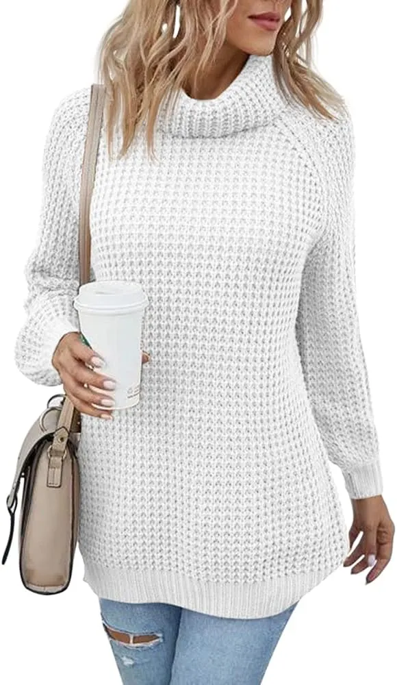 Women's Turtleneck Sweaters Oversized Lightweight Long Sleeve Pullover Loose Chunky Knit Jumper Tops