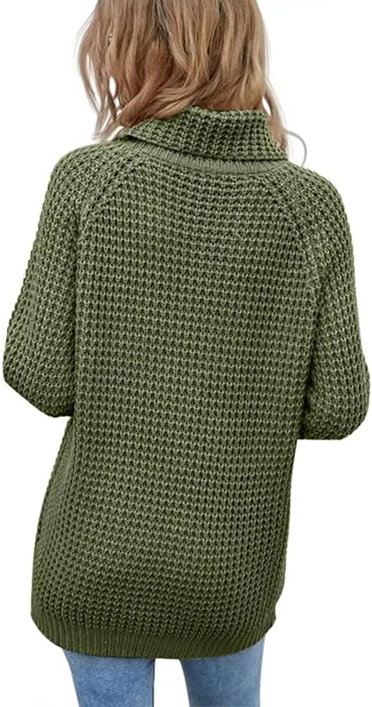 Women's Turtleneck Sweaters Oversized Lightweight Long Sleeve Pullover Loose Chunky Knit Jumper Tops