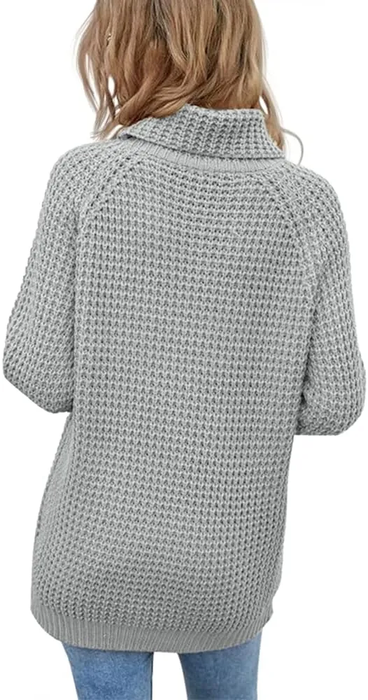 Women's Turtleneck Sweaters Oversized Lightweight Long Sleeve Pullover Loose Chunky Knit Jumper Tops